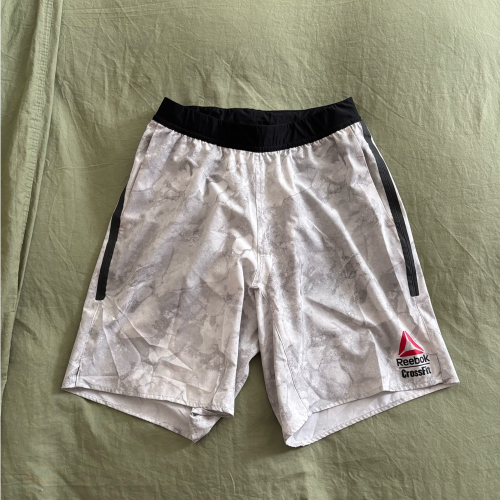 Reebok Men's White and Black Athletic Shorts